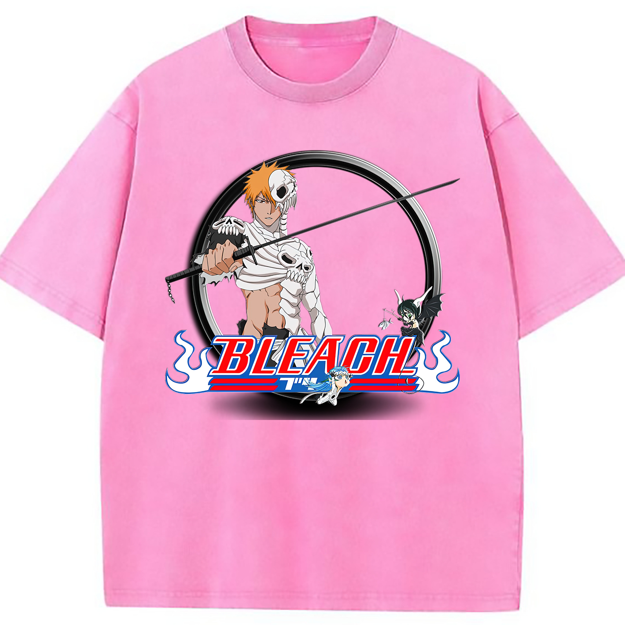 （画像用） ブリーチ 黒崎一護（くろさき いちご）BLEACH Kurosaki Ichigo 綿100% ヴィンテージ風 半袖Tシャツ（フロントプリント）